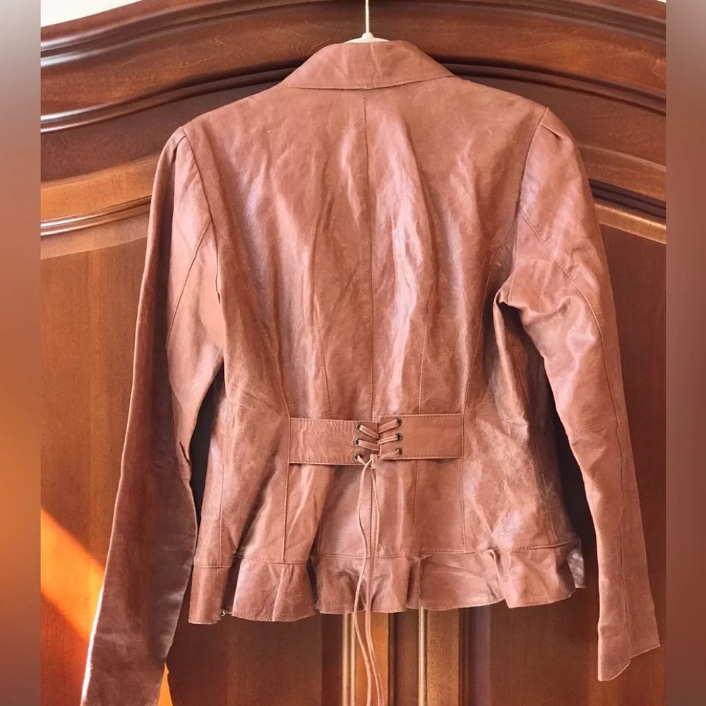 Together 100% Leather Jacket Brown Size 10 - Picture 2 of 16